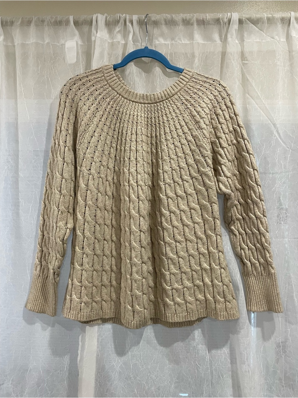 Lane Bryant Cream Cable Knit Crewneck Sweater